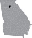 Location map of the Forsyth county of Georgia, USA