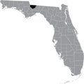 Location map of the Gadsden county of Florida, USA