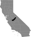 Location map of the Madera county of California, USA