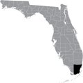 Location map of the Miami-Dade county of Florida, USA