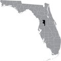 Location map of the Sumter county of Florida, USA