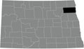 Location map of the Walsh County of North Dakota, USA