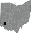 Location map of the Warren County of Ohio, USA