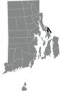 Location map of the Warren of Rhode Island, USA