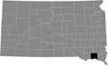 Location map of the Yankton County of South Dakota, USA