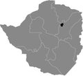 Location map of the Harare province of Zimbabwe