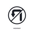 black highway isolated vector icon. simple element illustration from traffic signs concept vector icons. highway editable logo Royalty Free Stock Photo