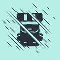 Black Hiking backpack icon isolated on green background. Camping and mountain exploring backpack. Glitch style. Vector Royalty Free Stock Photo