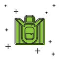 Black Hiking backpack icon isolated on white background. Camping and mountain exploring backpack. Vector Royalty Free Stock Photo