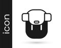 Black Hiking backpack icon isolated on white background. Camping and mountain exploring backpack. Vector Royalty Free Stock Photo