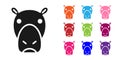 Black Hippo or Hippopotamus icon isolated on white background. Animal symbol. Set icons colorful. Vector Royalty Free Stock Photo