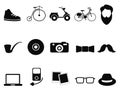 Black hipster icons set