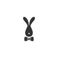 Black hipster rabbit avatar with gentleman bow tie isolated on white