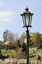 A black historic street lamp