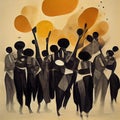 Black History Month Abstract Togetherness African American Black Ethnicities Marching Celebrate Community Generative AI