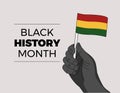 Black History Month - African independence leader hand waiving a flag - hand drawn vector Illustration