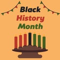 Black History Month - annual celebration. Greeting card, template. Candle stick holder kinara vector illustration isolated. Seven Royalty Free Stock Photo