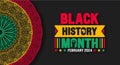 Black history month colorful lettering typography with Mandala background. Celebrated February