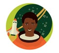 Black history month concept. Famous Afro American astronaut