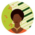 Black history month concept. Famous Afro American singer,