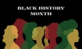 Black history month. February celebration. Freedom month banner. Silhouettes of african american persons in profile. African men