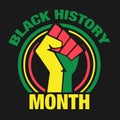Black history month, logo, fist, protest sign, discrimination activism, African American