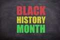 Black history month text with black background