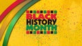 Black History Month title treatment with ribbons against yellow grunge graphic background