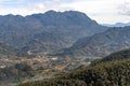 Black Hmong village terrace rice fields in Winter on foggy and rainy day at Muong Hoa Valley in Sapa, vietnam Royalty Free Stock Photo