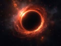 Black hole absorbing energy and emitting orange light in deep space Royalty Free Stock Photo
