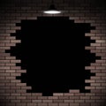 Black hole in the brick wall. Stock . Royalty Free Stock Photo