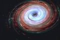 Black hole in bright colours in space.