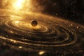 Black Hole in the Center of a Galaxy, Binary concept represented by an image of a binary solar system, AI Generated