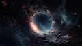 Black hole in deep space, surrounded by cosmic wonders. An awe-inspiring glimpse into mysteries of the universe. Perfect