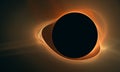 Black hole, eclipse or galactic portal into infinity with amorphous blazing substance shining around.