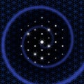 Black hole with hexagonal arranged stars, and blue arithmetic spiral