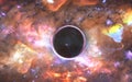 Black hole near Deep space far galaxies and stardust Royalty Free Stock Photo