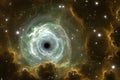 Black hole in the nebula, gravitational field or gravitational singularity Royalty Free Stock Photo