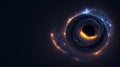 Black hole with nebula over colorful stars and cloud fields in outer space, abstract fractal background, 3d illustration, fantasy Royalty Free Stock Photo