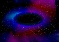 Black hole over star field in outer space. Abstract background of universe and a gas congestion. Spiral galaxy space. Royalty Free Stock Photo