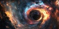 A Black Hole Pulling in Stars and Galaxies for Space Astronomy or SciFi Design Projects Royalty Free Stock Photo