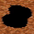 Black hole in red brick wall. Royalty Free Stock Photo