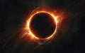 Black hole\'s bright orange ring during eclipse Royalty Free Stock Photo