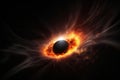 a black hole with solar flares bursting from its center