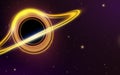 Black hole in space. Planets in solar system. Stars in the dark. Astronomical galaxy for card. Background or Neon Poster Royalty Free Stock Photo