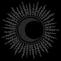 Black Hole Sun and celtic crescent moon, design. Solar eclipse design Royalty Free Stock Photo