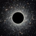 Black hole in universe. Wormhole and stars in outer space. Galaxy center with big black hole in deep cosmos. Space and science Royalty Free Stock Photo