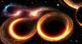 Black holes on collision course creating gravitational waves in the space Royalty Free Stock Photo