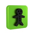 Black Holiday gingerbread man cookie icon isolated on transparent background. Cookie in shape of man with icing. Green