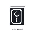 black holy quran isolated vector icon. simple element illustration from religion concept vector icons. holy quran editable logo